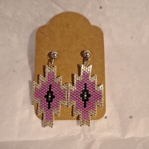 Elegant Pink and Silver Beaded Earrings